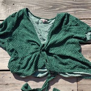 Floral tie knot shirt